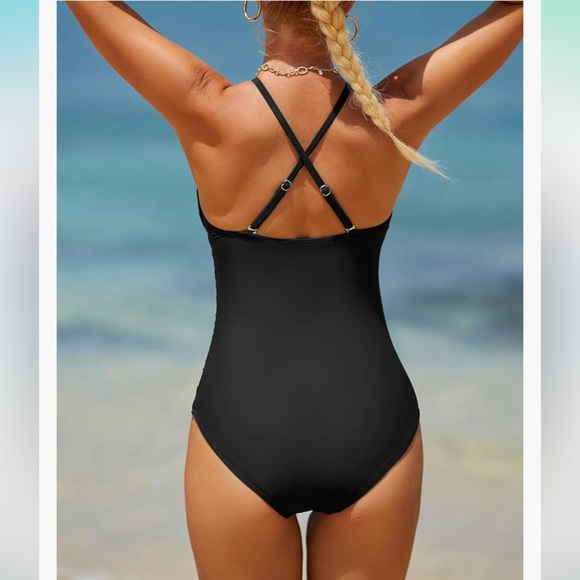 Holipick Black High Neck One Piece Swimsuit-size L Tummy Control - Picture 3 of 8